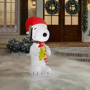 3.5 Ft Snoopy & Woodstock Peanuts Outdoor Christmas Inflatable Yard Decoration